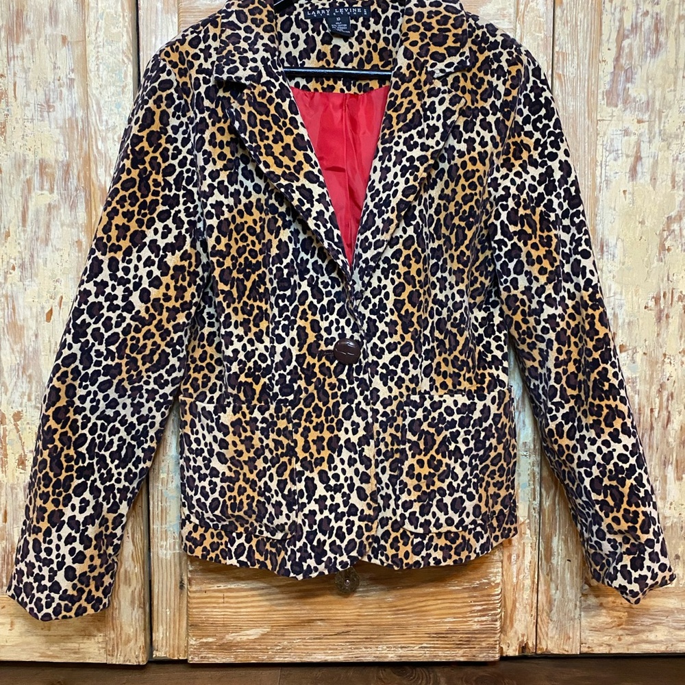 Leopard Print Cordouroy Blazer